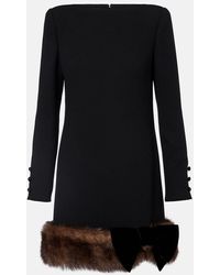 Valentino - Shearling-Trimmed Virgin Wool Minidress - Lyst