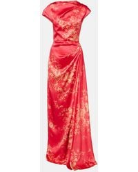 Erdem - Draped Floral Duchess Satin Gown - Lyst