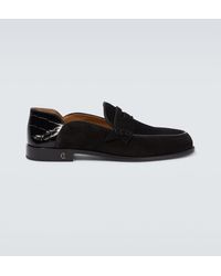 Christian Louboutin - Penny No Back Suede And Croc-Effect Loafers - Lyst
