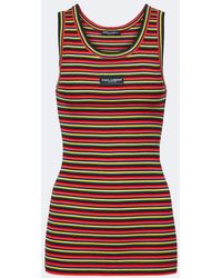 Dolce & Gabbana - Knitted Striped Cotton Tank Top - Lyst