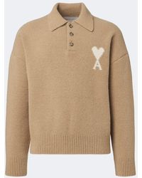 Ami Paris - Ami De Coeur Alpaca And Wool-Blend Polo Sweater - Lyst