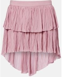 Blumarine - Plisse Tiered Georgette Miniskirt - Lyst