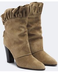 Chloé - Anouk Ruffled Suede Ankle Boots - Lyst