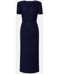 Roland Mouret - Belted Boucle Midi Dress - Lyst