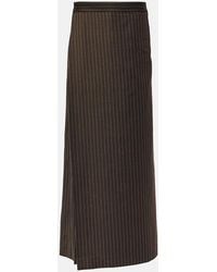 Jean Paul Gaultier - Tattoo Pinstripe Wool-Blend Maxi Skirt - Lyst