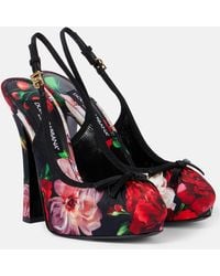 Dolce & Gabbana - Vally 105 Floral Satin Slingback Pumps - Lyst