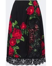 Dolce & Gabbana - Floral Silk And Cotton-Blend Midi Skirt - Lyst