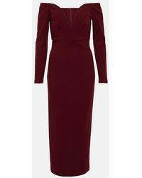Roland Mouret - Off-Shoulder Wool Midi Dress - Lyst