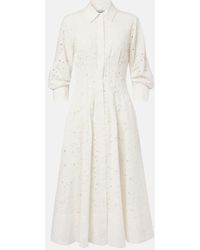 Jonathan Simkhai - Vestido Midi Jazz De Algodon Con Bordado Ingles - Lyst