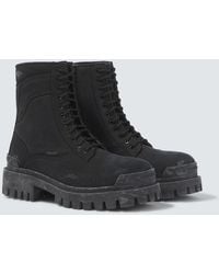 Balenciaga - Combat Strike Canvas Lace-Up Boots - Lyst