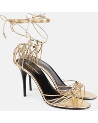 Saint Laurent - Sandalen Babylone 90 Aus Metallic-Leder - Lyst