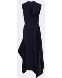 Ferragamo - Draped Satin-Trimmed Jersey Midi Dress - Lyst