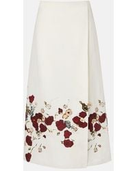 KHAITE - Demi Floral Silk And Cotton Midi Skirt - Lyst