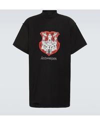Balenciaga - T-shirt oversize in jersey di cotone effetto consumato con stampa Antwerpen Inside Out - Lyst