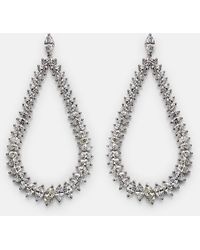 Anita Ko - Pendientes Largos Swing De Oro Blanco De 18 Ct Con Diamantes - Lyst