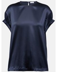 Brunello Cucinelli - Silk-Blend T-Shirt - Lyst