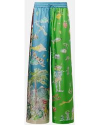 ALÉMAIS - Daria Printed Silk Wide-Leg Pants - Lyst