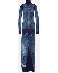 Jean Paul Gaultier - Blue Trompe L'oeil Maxi Dress - Lyst