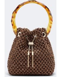 Jimmy Choo - Bon Bon Raffia-Effect Bucket Bag - Lyst