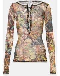 Jean Paul Gaultier - Printed Lace-trimmed Mesh Top - Lyst