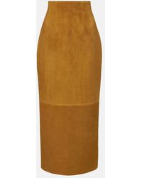 KHAITE - Loxley Suede Maxi Skirt - Lyst