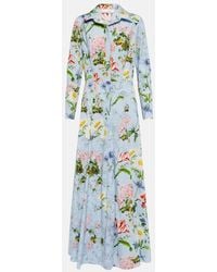 Oscar de la Renta - Floral Cotton-blend Maxi Dress - Lyst
