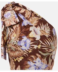Zimmermann - Coco Floral One-Shoulder Cotton Top - Lyst