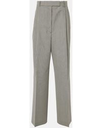 Rohe - Gingham Wool-Blend Wide-Leg Pants - Lyst