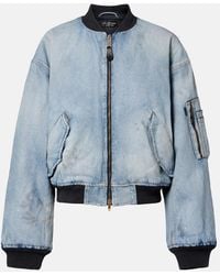 Balenciaga - Cropped Denim Bomber Jacket - Lyst