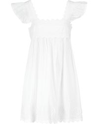 Juliet Dunn - Baby Doll Embroidered Cotton Mini Dress - Lyst
