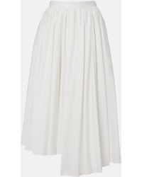 Self-Portrait - Cotton Poplin Midi Skirt - Lyst
