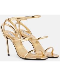 Alaïa - Strappy Metallic Leather Sandals - Lyst