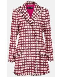 Oscar de la Renta - Vestido Corto De Tweed En Lana A Cuadros - Lyst