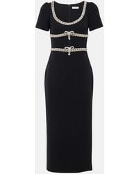 Self-Portrait - Crystal-Embellished Crepe Midi Dress - Lyst