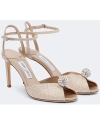Jimmy Choo - Sacora 85 Glitter Peep-Toe Sandals - Lyst
