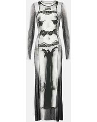 Jean Paul Gaultier - Mariniere Striped Mesh Maxi Dress - Lyst
