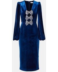 Rebecca Vallance - Crystal-Embellished Velvet Midi Dress - Lyst