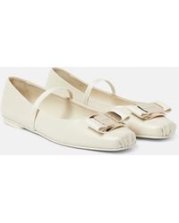 Ferragamo - Zina Leather Ballet Flats - Lyst