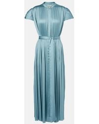 JOSEPH - Vestido Midi Phare De Saten Plisado - Lyst