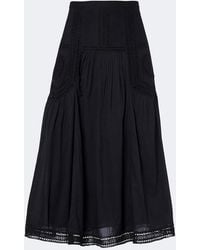 Ulla Johnson - Alice Embroidered Tiered Cotton Midi Skirt - Lyst