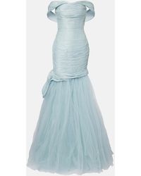 Marmar Halim - Pleated Off-Shoulder Bustier Gown - Lyst