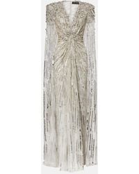 Jenny Packham - Lotus Lady Caped Embellished Gown - Lyst