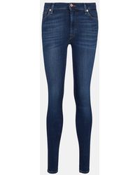 7 For All Mankind - High-Rise Skinny Jeans Slim Illusion Luxe - Lyst