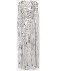 Jenny Packham - Ruby Caped Sequined Gown - Lyst