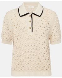 FRAME - Bauble Pointelle Cotton Polo Shirt - Lyst