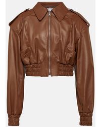 GIUSEPPE DI MORABITO - Cropped Leather Bomber Jacket - Lyst