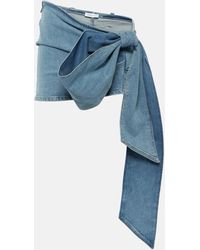 Blumarine - Bow-detail Denim Miniskirt - Lyst