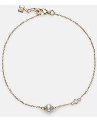 Mateo - Armband Aus 14Kt Gelbgold Mit Diamant Und Suesswasserperle - Lyst