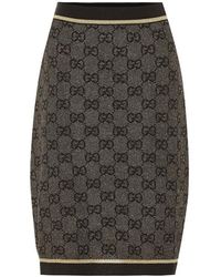 Gucci Gonna in jacquard di lana - Nero