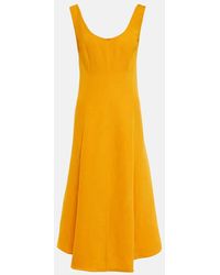 Vince - Midikleid Aus Einem Leinengemisch - Lyst